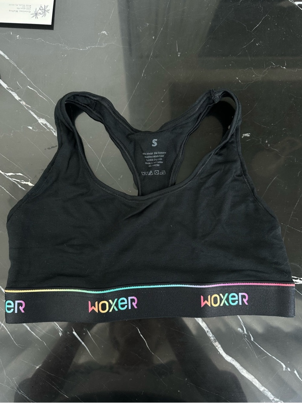 Woxer Boss Racerback Sports Bra with Rainbow Logo Band